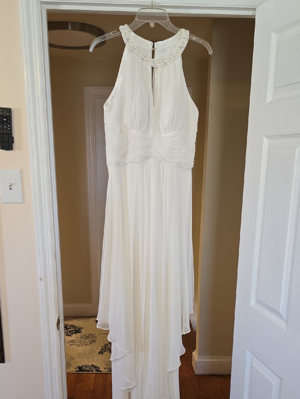 White Beaded Halter Wedding Dress